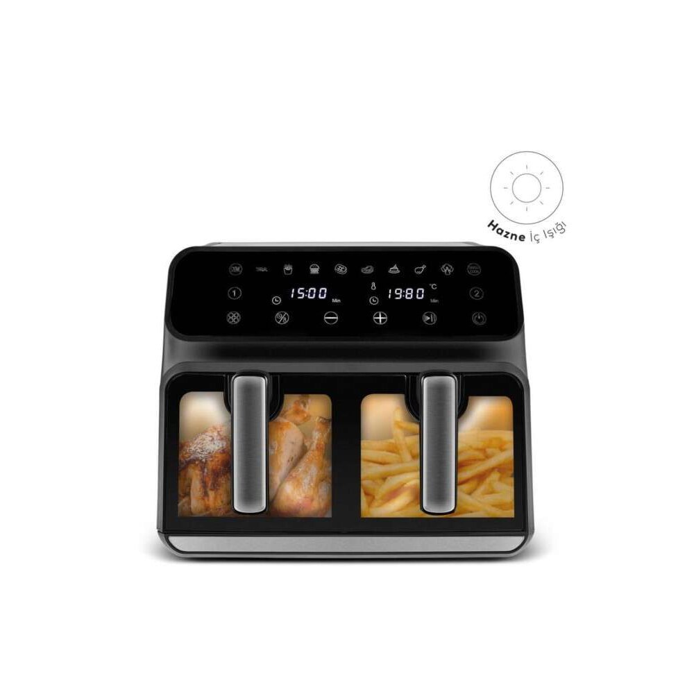 Karaca Multifry Xxxl 9L Dijital Tek Hazneli Seperatör Ile Çift Hazne Kullanılabilen Cam Pencereli Airfryer
