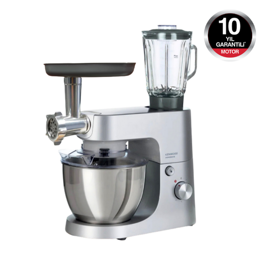 Kenwood Homebake Pro Mutfak Şefi Kıyma Aparatlı ThermoResist Cam Blender 1400 Watt 5 Lt Stand Mikser KHH01.220SI