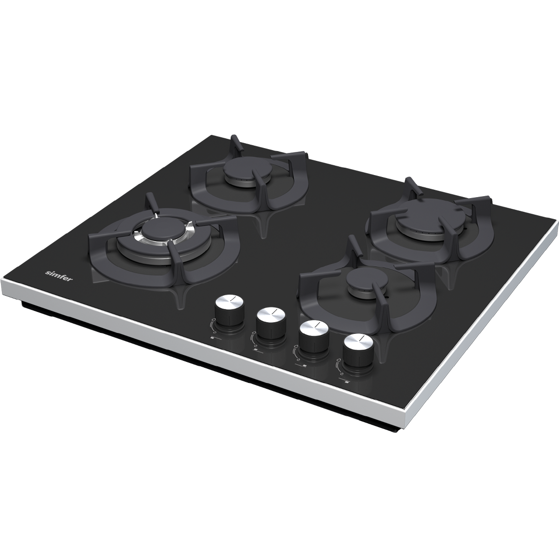 Simfer 3032-N Set Üstü Siyah Cam Ocak Emaye Izgara 3G+1Wok
