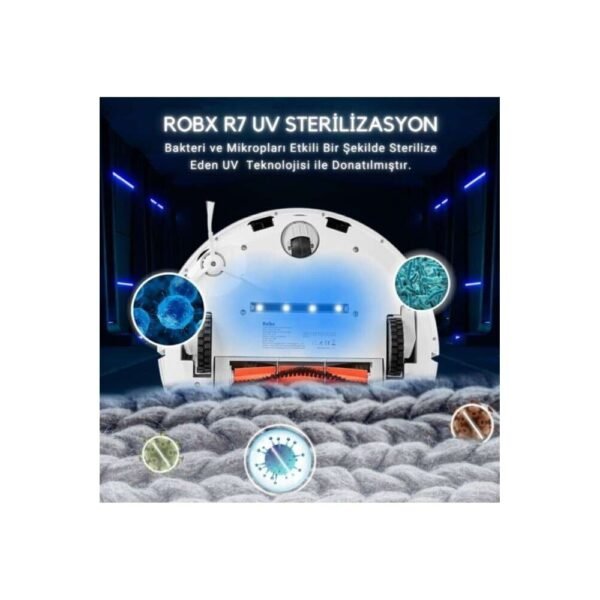 Robx R7 Uv Sterilizasyon Akılı Çöp Boşaltma Üniteli Vacuum&Mop Robot Süpürge Türkiye Garantili