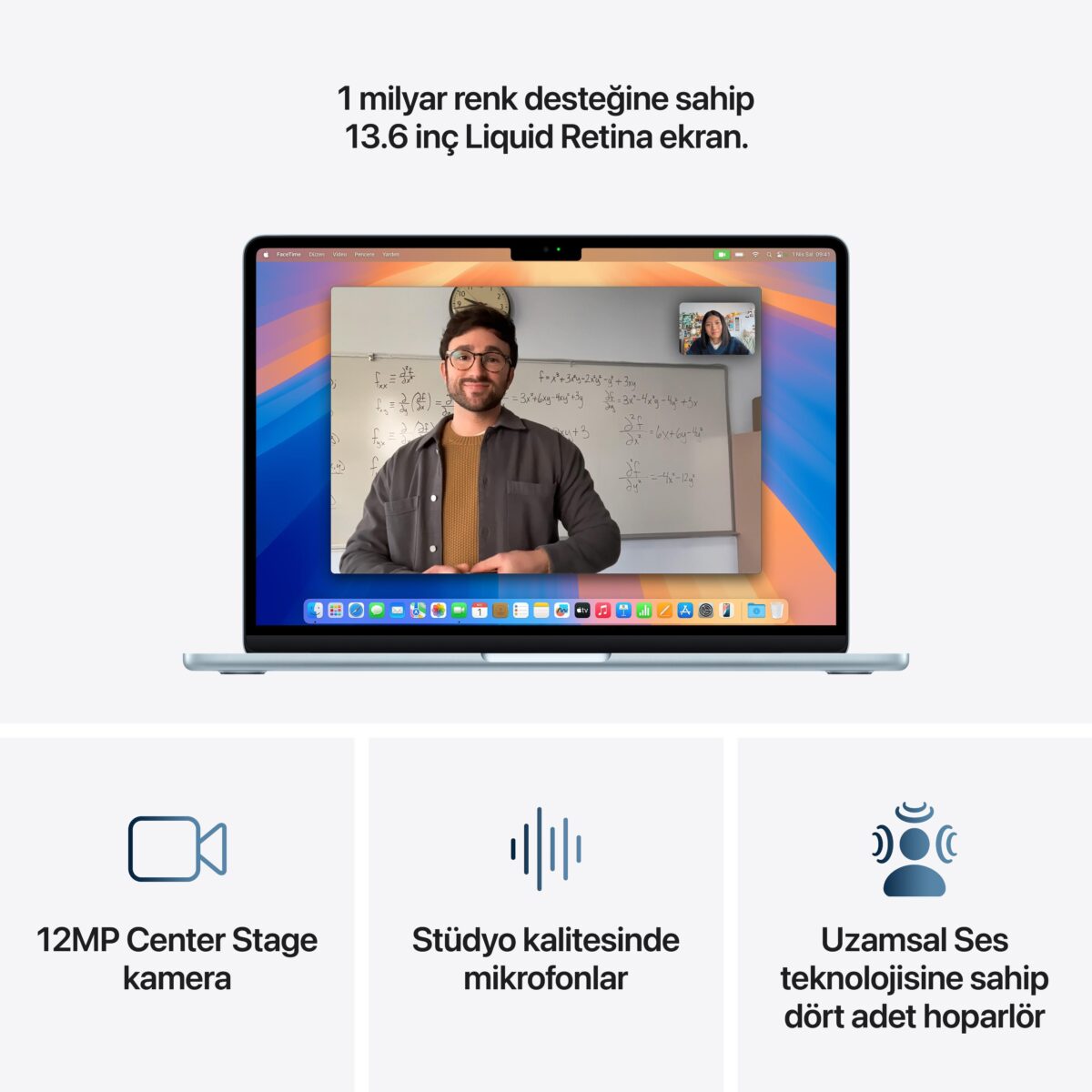 MacBook Air 13'' 10-Core CPU 10-Core GPU Apple M4 / 24GB / 512GB SSD / Gök Mavisi MC6V4TU/A - Görsel 5