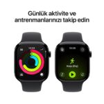Apple Watch Series 11 GPS 46mm Simsiyah Alüminyum Kasa ve Siyah Spor Kordon - S/M - Görsel 4