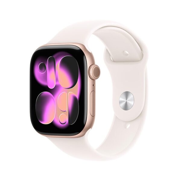 Apple Watch Series 11 GPS 46mm Roze Altın Rengi Alüminyum Kasa ve Bulut Pembesi Spor Kordon - M/L